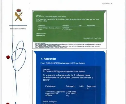 Captura de pantalla de parte de la p&aacute;gina 26 del nuevo informe de la UCO. / GUARDIA CIVIL