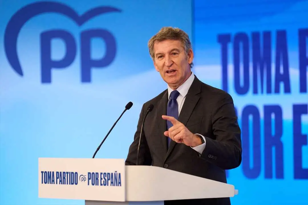 El presidente del Partido Popular, Alberto N&uacute;&ntilde;ez Feji&oacute;o, interviene durante la presentaci&oacute;n del Plan Nacional de Aut&oacute;nomos. / Juanma Serrano