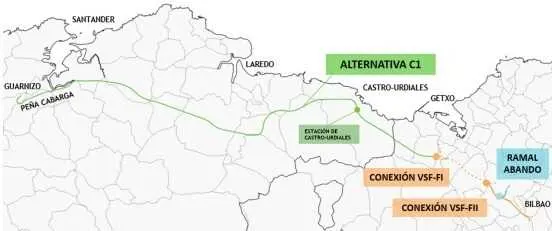 Una de las alternativas estudiadas para el tren Santander-Bilbao. / A.E.