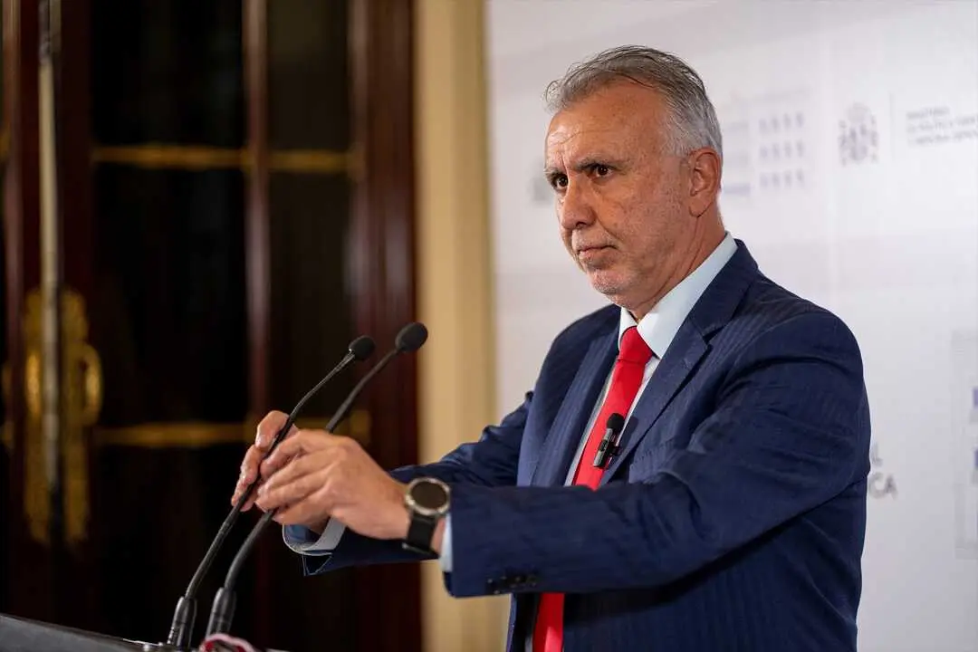 El ministro de Pol&iacute;tica Territorial y Memoria Democr&aacute;tica, &Aacute;ngel V&iacute;ctor Torres, comparece en rueda de prensa. / Gabriel Luengas