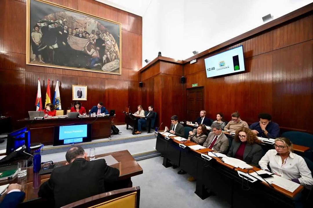 La alcaldesa de Santander, Gema Igual, preside una reuni&oacute;n extraordinaria del pleno del ayuntamiento de Santander. / Nacho Cubero