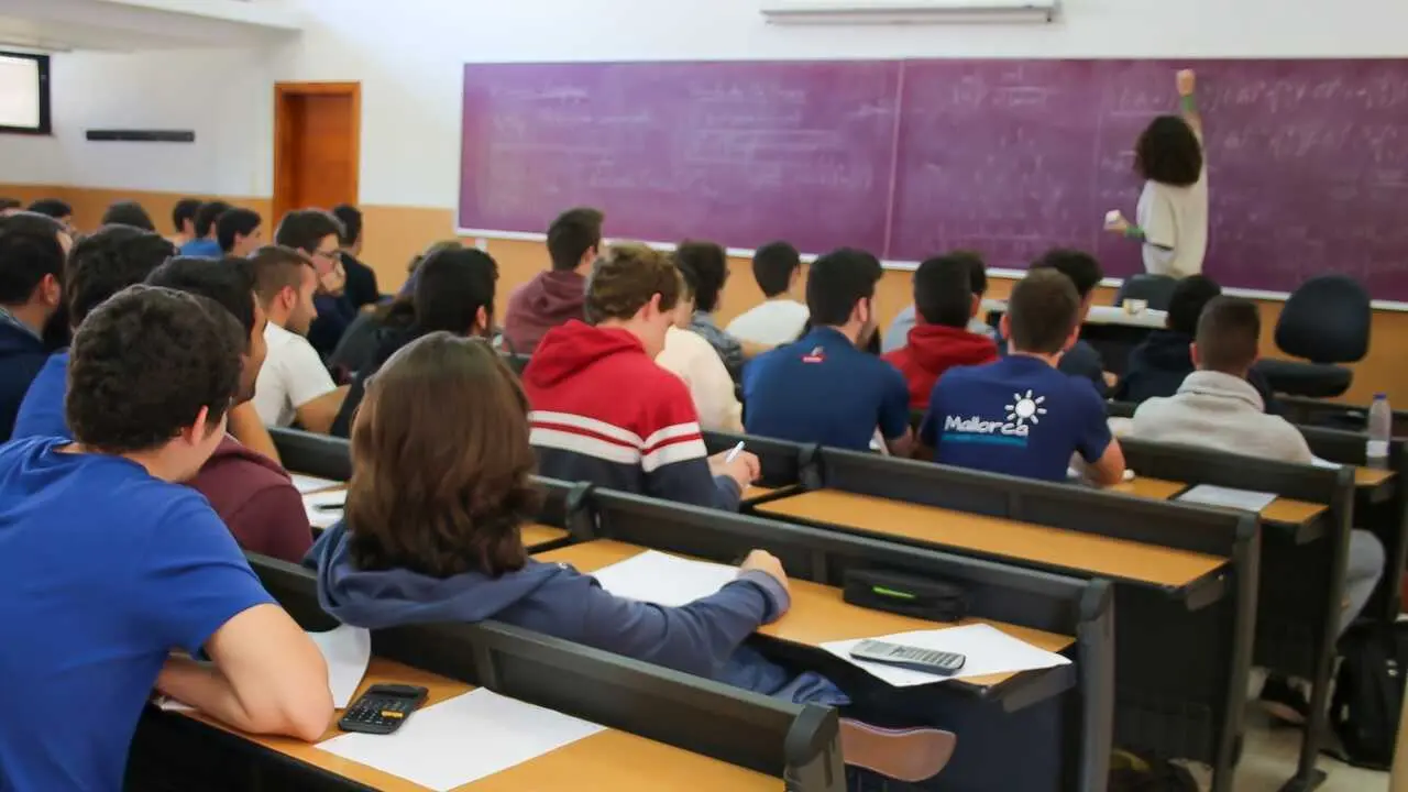 Una docente da clase de matem&aacute;ticas en un instituto durante la jornada lectiva. / EP