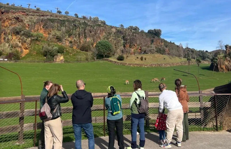 Visitantes observan animales en semilibertad durante una jornada soleada en el Parque de la Naturaleza de Cab&aacute;rceno, que ofrecer&aacute; acceso gratuito a menores de 12 a&ntilde;os entre el 13 y el 30 de diciembre, dentro de su programaci&oacute;n especial de Navidad.