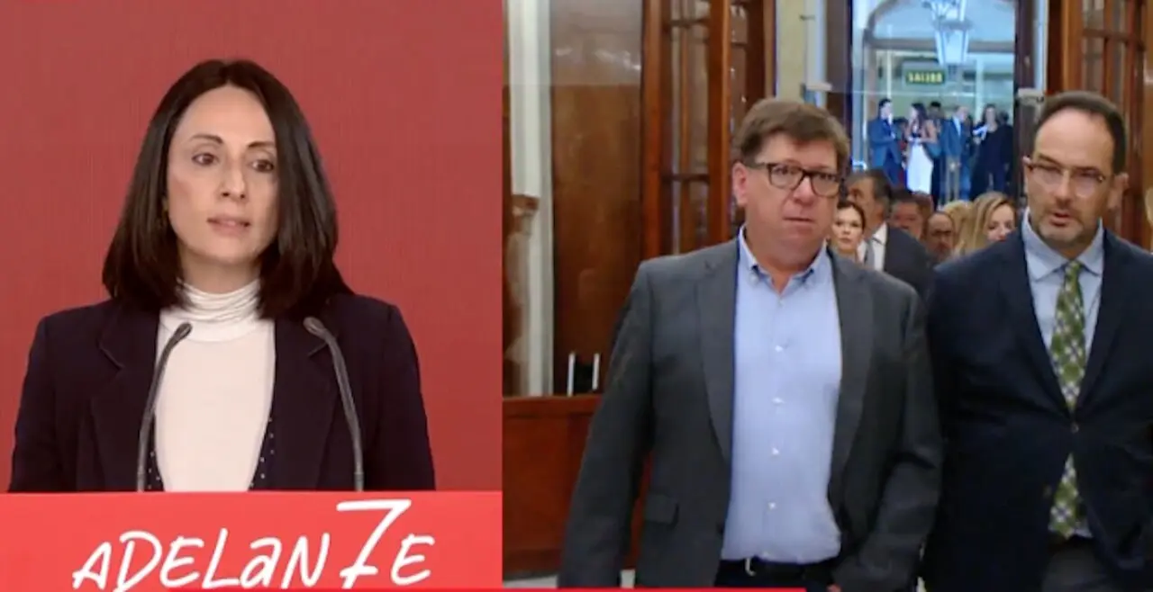 Rebeca Torr&oacute;, secretaria de Organizaci&oacute;n del PSOE, durante su comparecencia ante la prensa.