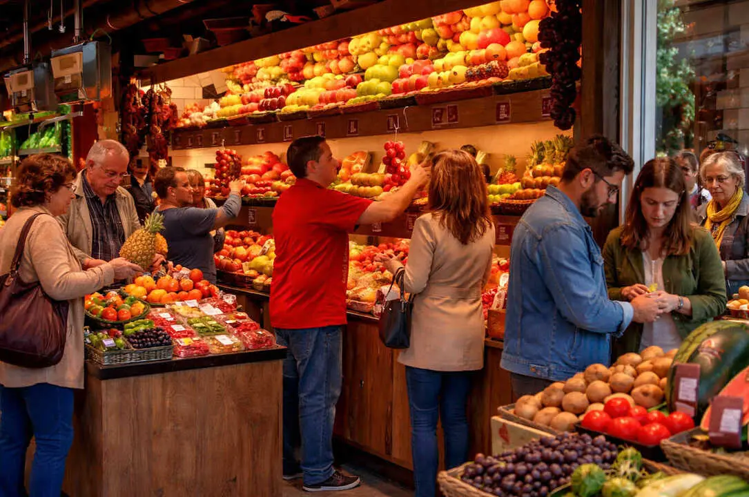 Varias personas realizan la compra en un establecimiento de alimentaci&oacute;n. / A.E