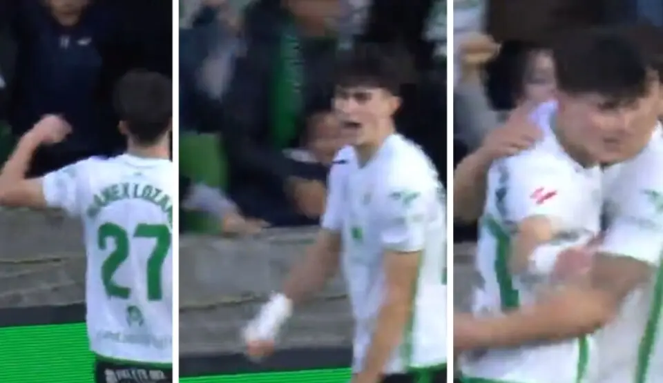 Secuencia de im&aacute;genes del momento del gesto a la grada.
