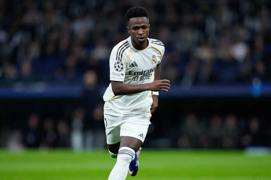 El jugador del Real Madrid, Vinicius, durante el partido ante el M&oacute;naco. / EP