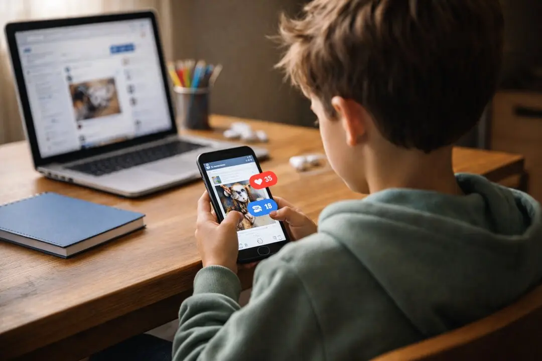 Un ni&ntilde;o utiliza las redes sociales. / a.e