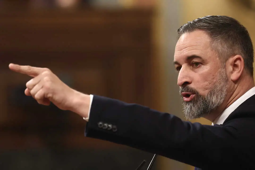 El presidente de VOX, Santiago Abascal, en una sesi&oacute;n de control al Gobierno. / EP
