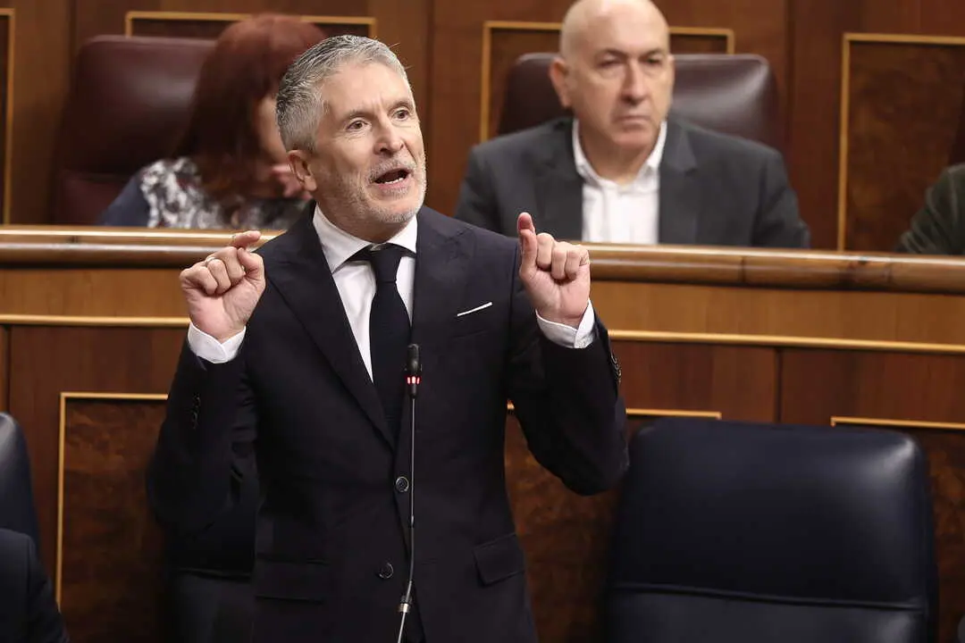 El ministro del Interior, Fernando Grande-Marlaska, interviene durante una sesi&oacute;n de control al Gobierno. / EP