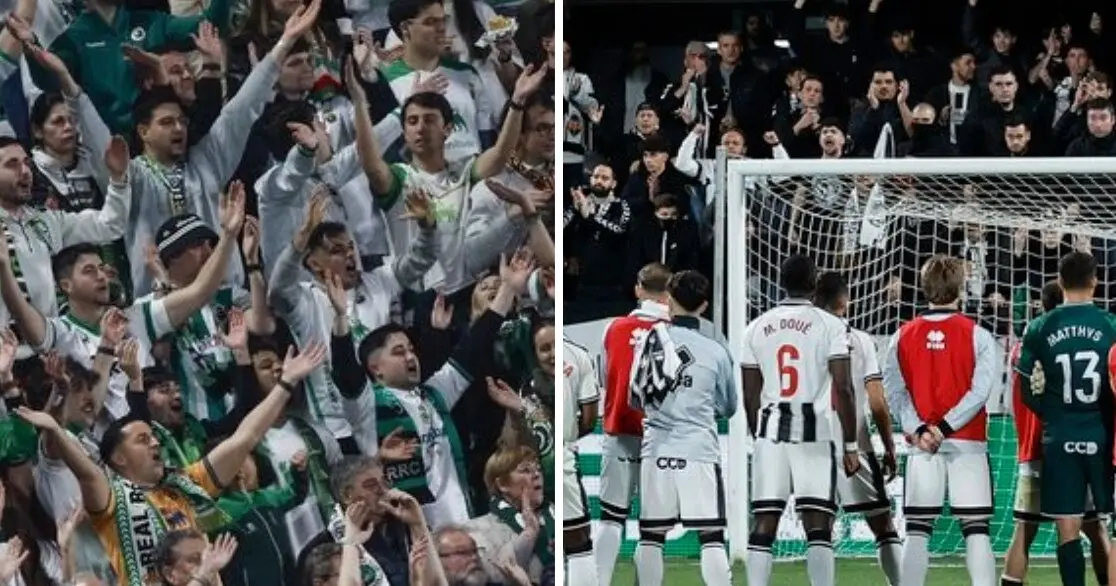 Aficionados de Castell&oacute;n y Racing animan desde la grada de Castalia en un encuentro marcado por la tensi&oacute;n tras el pitido final.