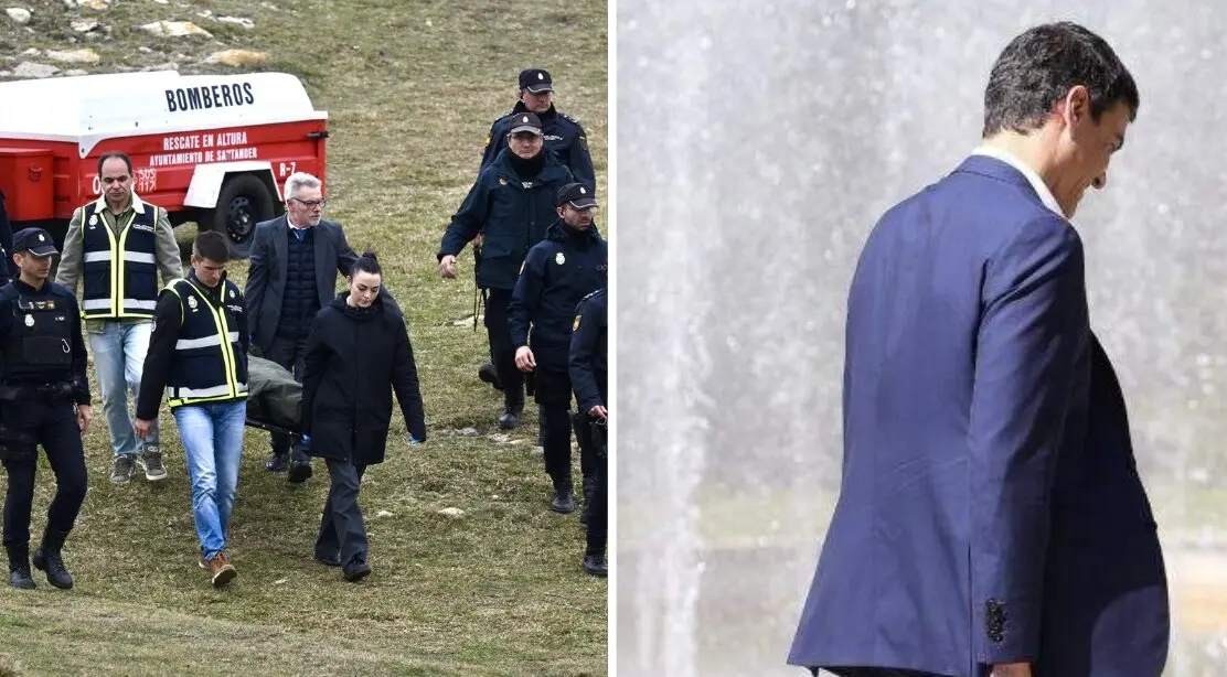 Servicios de emergencia trasladan uno de los cuerpos tras el colapso de la pasarela en la playa de El Bocal, en Santander, mientras el presidente del Gobierno, Pedro S&aacute;nchez, da la espalda a asumir su responsabilidad.
