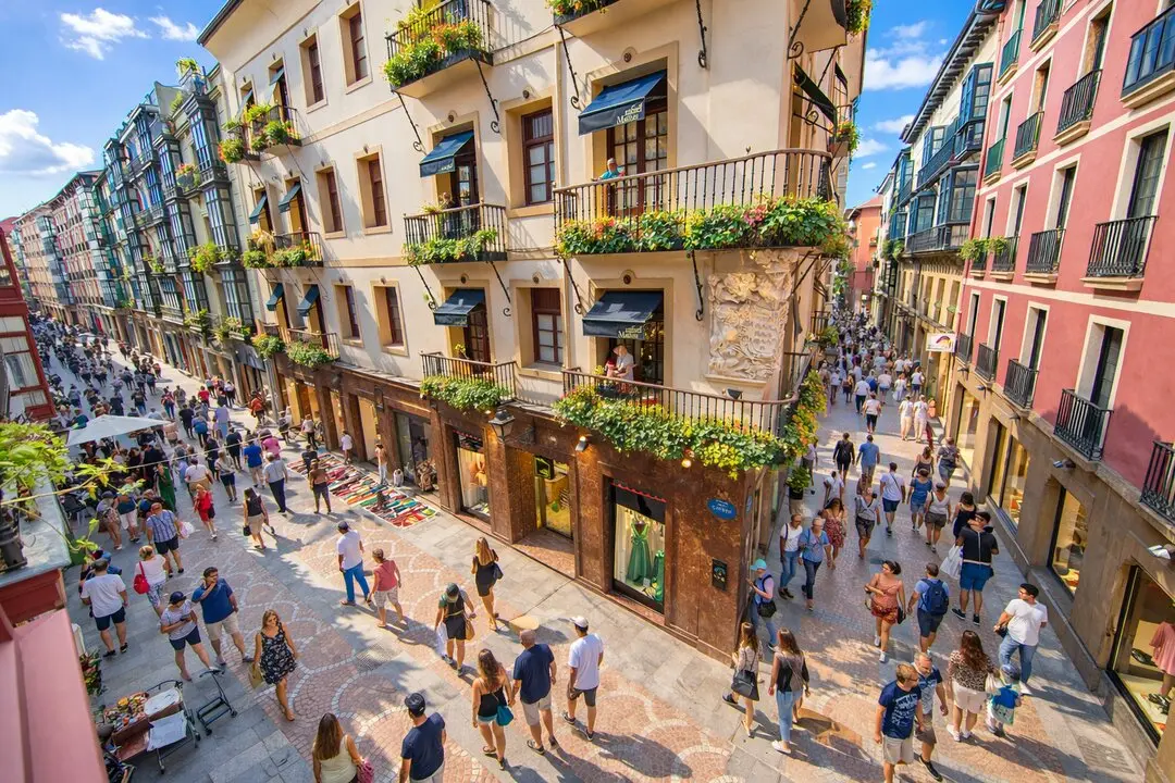 Varias personas pasean por el casco viejo de Bilbao. / I.A