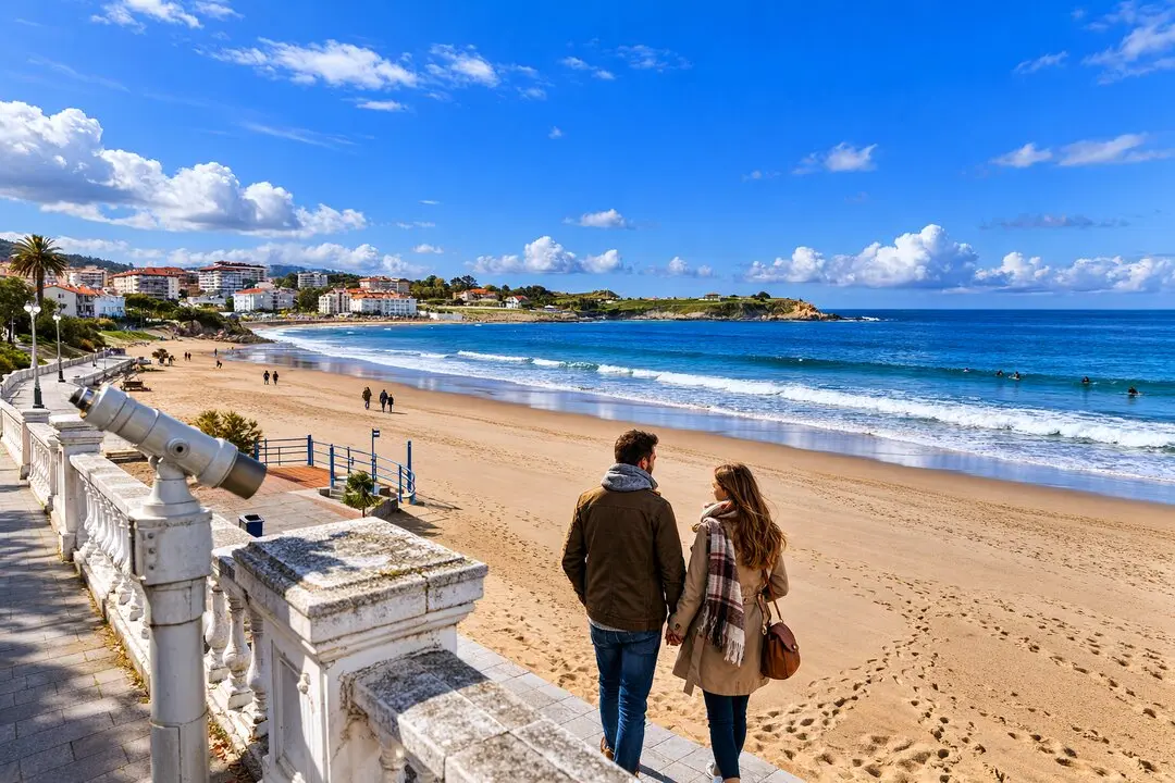 Varias personas caminan por la playa del Sardinero. / I.A