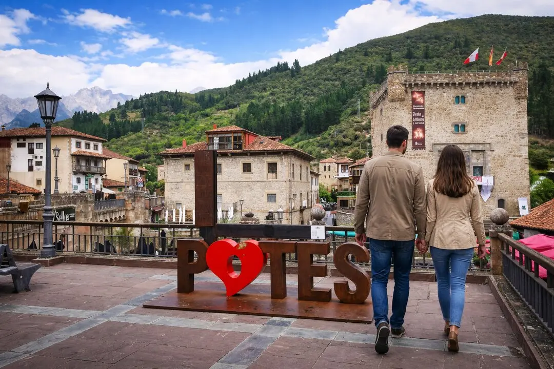 Dos personas caminan por uno de los rincones de Potes. / I.A