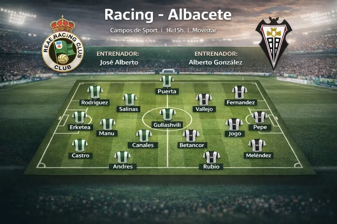 Infograf&iacute;a de la posible alineaci&oacute;n del partido entre el Racing Santander y el Albacete.