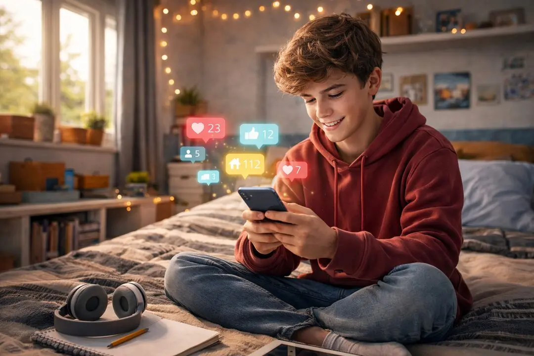 Un adolescente utiliza las redes sociales. / I.A