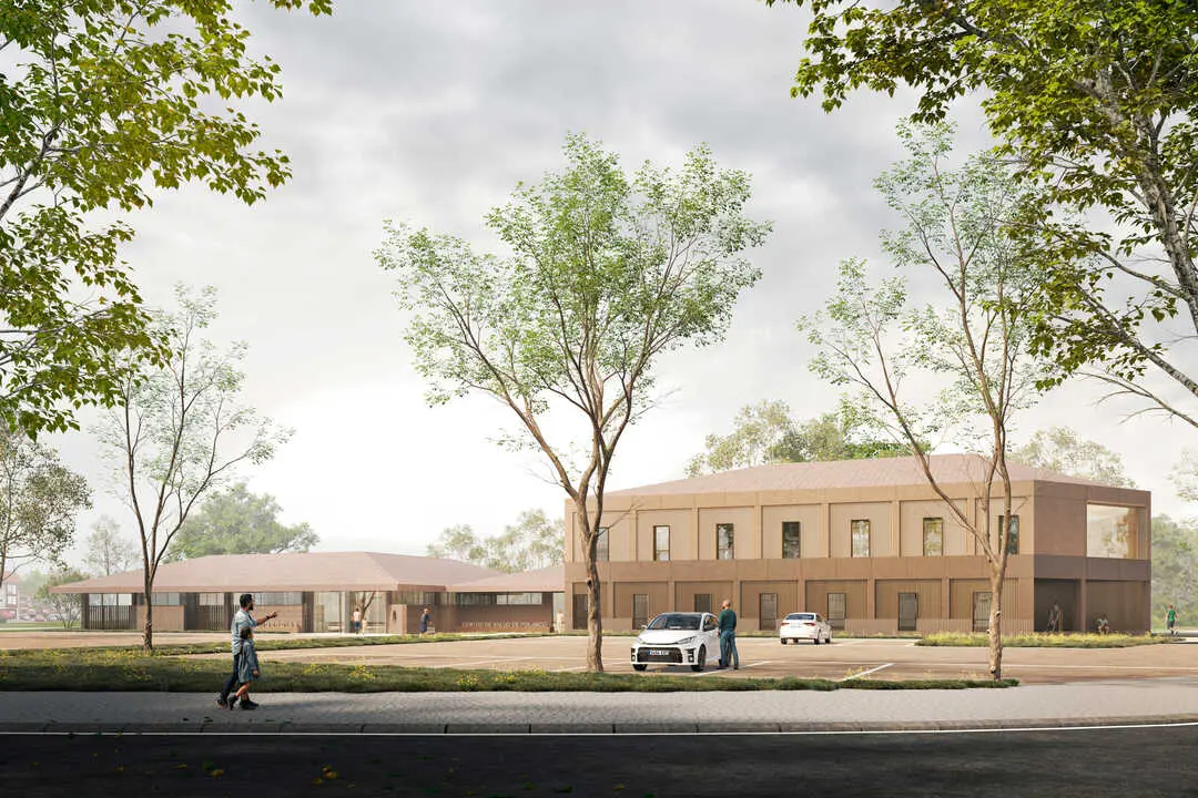 Imagen exterior del proyecto del nuevo complejo sanitario de Polanco, dise&ntilde;ado para dar servicio al crecimiento de la poblaci&oacute;n en la zona.