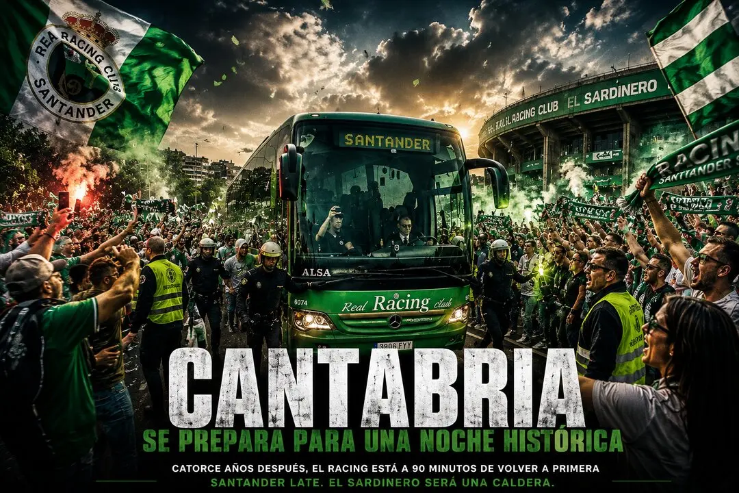 La afici&oacute;n del Racing convierte Santander en un aut&eacute;ntico volc&aacute;n verdiblanco en la antesala del partido m&aacute;s importante de los &uacute;ltimos catorce a&ntilde;os. El sue&ntilde;o de Primera vuelve a latir con fuerza en Cantabria.