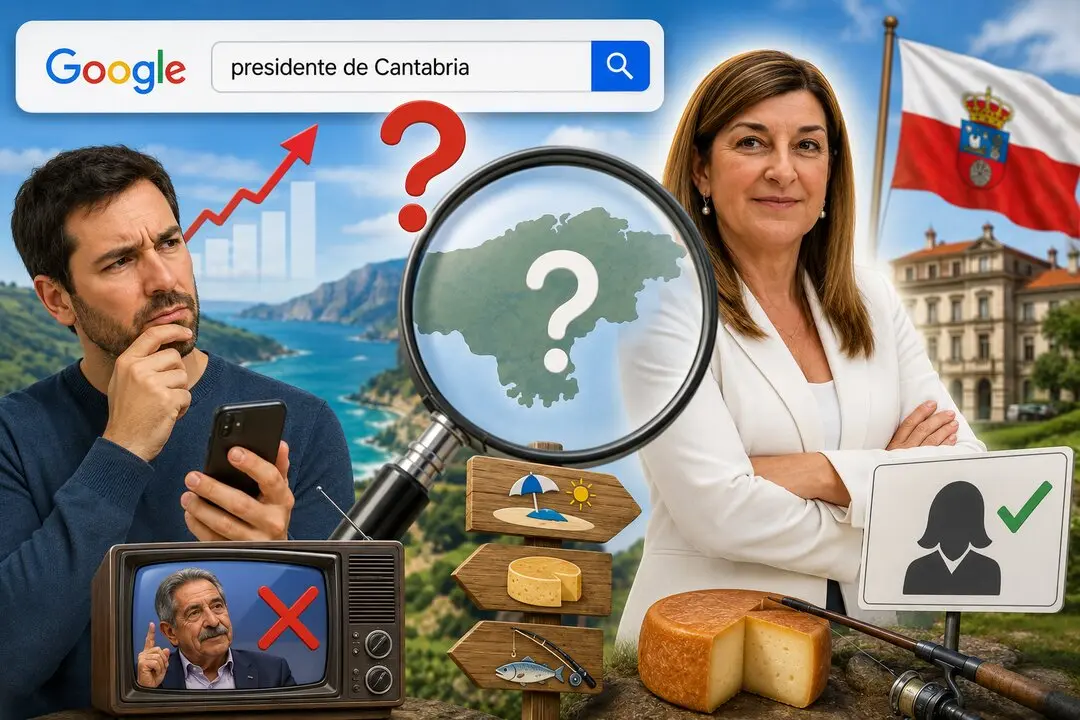 Montaje ilustrativo sobre el aumento de las b&uacute;squedas en internet relacionadas con la Presidencia de Cantabria.