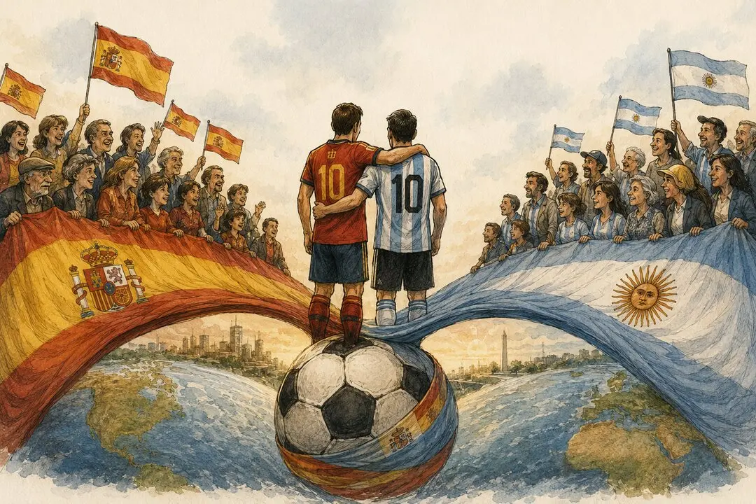 Unidos por el f&uacute;tbol y la bandera