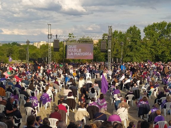 El candidato de Unidas Podemos a la Presidencia de la Comunidad de Madrid, Pablo Iglesias, en el mitin del cierre de campaña del 4M en Vicálvaro