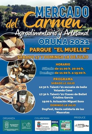 Cartel del mercado agroalimentario de Oruña.