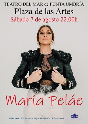 Cartel del concierto de la cantautora María Peláe en Punta Umbría (Huelva).