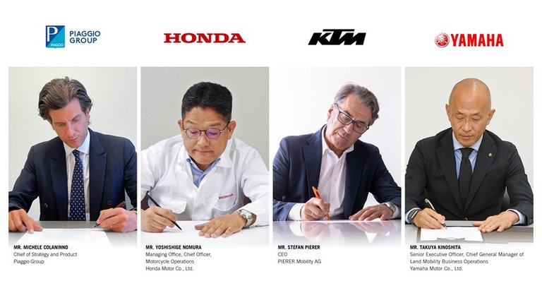 Piaggio Group, Honda Motor, KTM y Yamaha Motor firman un acuerdo para la creación de un consorcio de baterías intercambiables para motocicletas y vehículos eléctricos ligeros.