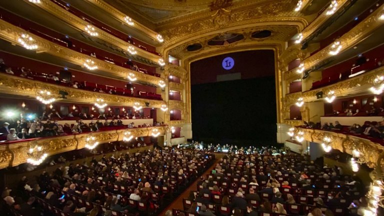Imagen del interior del Gran Teatre del Liceu de Barcelona durante la primera ópera de la temporada 2021-2022, 'Ariadne Auf Naxos'