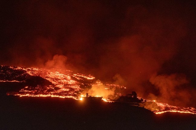 La nueva colada de lava del volcán de Cumbre Vieja, a 25 de septiembre de 2021, en La Palma