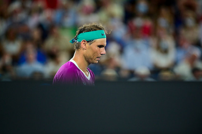 Rafael Nadal of Spain reacts during the men’s singles final against Daniil Medvedev of Russia on Day 14 of the Australian Open at Melbourne Park in Melbourne, Sunday, January 30, 2022. (AAP Image/Joel Carrett) NO ARCHIVING, EDITORIAL USE ONLY
AAPIMAGE / DPA
30/1/2022 ONLY FOR USE IN SPAIN