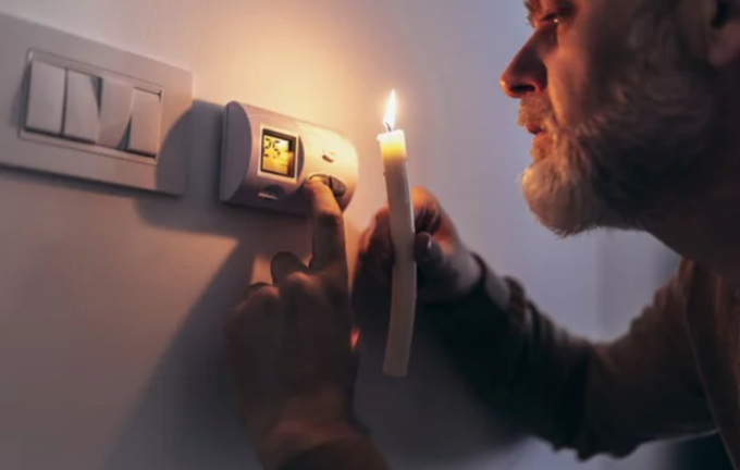 Una persona regula el termostato de su casa.