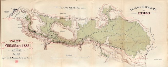 Plano General de 1918 del Proyecto del Pantano del Ebro en Reinosa.