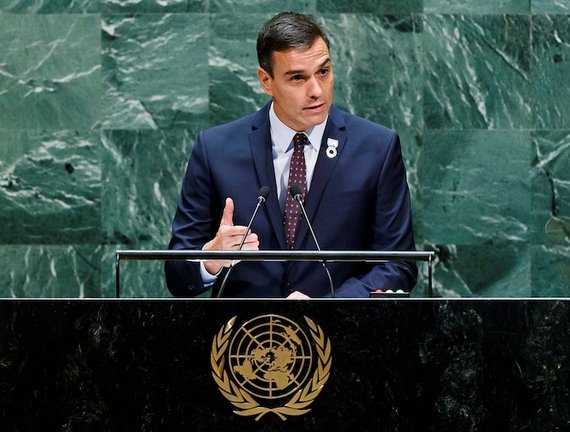 El presidente en funciones, Pedro Sánchez, en la Asamblea de las Naciones Unidas / EFE/EPA/JUSTIN LANE