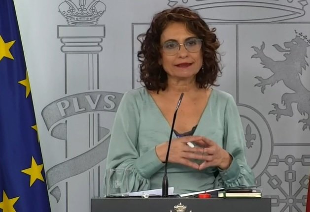 La ministra de Hacienda y portavoz del Gobierno, María Jesús Montero, durante la rueda de prensa posterior a la reunión del Consejo de Ministros celebrada el 19 de mayo.