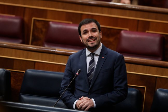 El ministro de Consumo, Alberto Garzón, interviene durante el debate en el Congreso