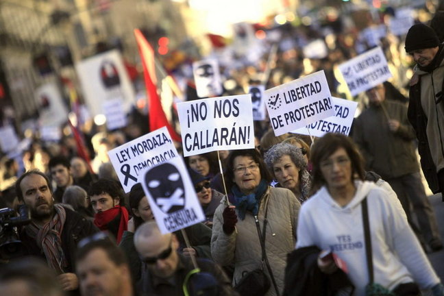 Imagen de archivo de una manifestación contra la &#39;ley mordaza&#39; celebrada en Madrid. / Efe