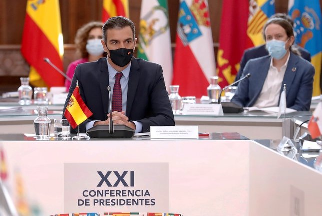 El presidente del Gobierno, Pedro Sánchez, al inicio de la XXI Conferencia de Presidentes. / E.P.