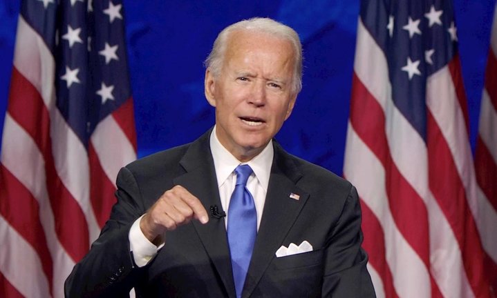 Joe Biden en su discurso de aceptación de la candidatura. | EFE