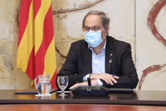 El presidente de la Generalitat Quim Torra, en el Consell Executiu. RUBEN MORENO