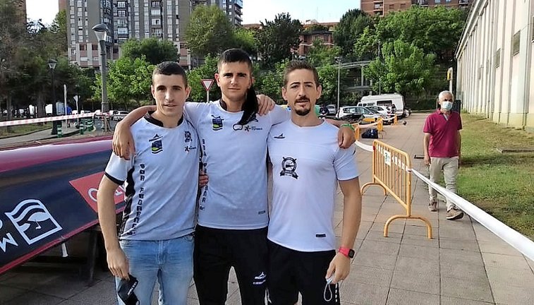 Carlos Iriondo, Pablo Hernando y Marcos Peña, ayer en Portugalete.