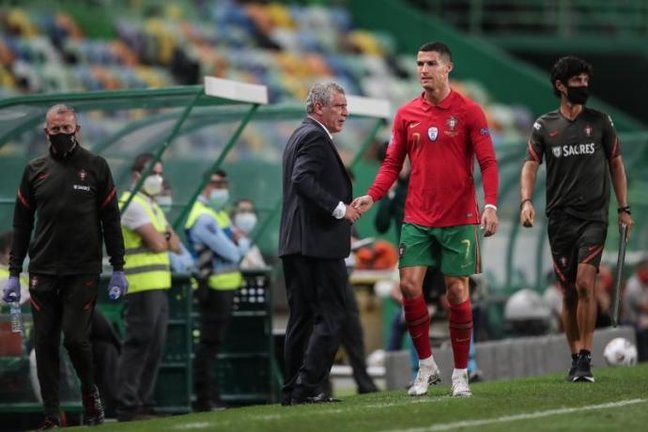 Cristiano Ronaldo durante el partido con la selección de Portugal.