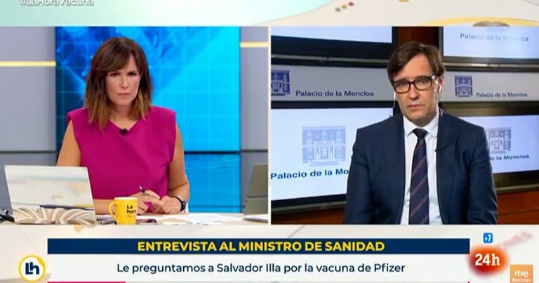 El ministro de Sanidad, Salvador Illa, en La Hora de la 1. RTVE