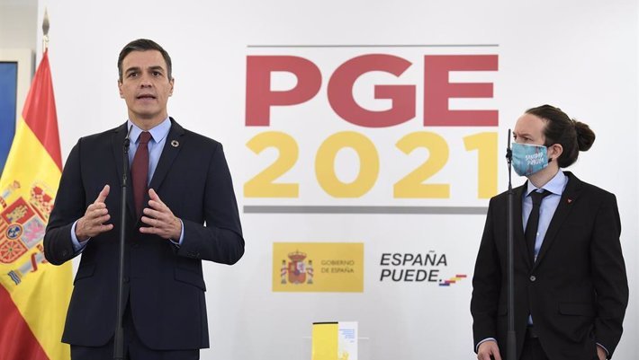 El presidente del gobierno, Pedro Sánchez , junto al vicepresidente Pablo Iglesias - Moncloa