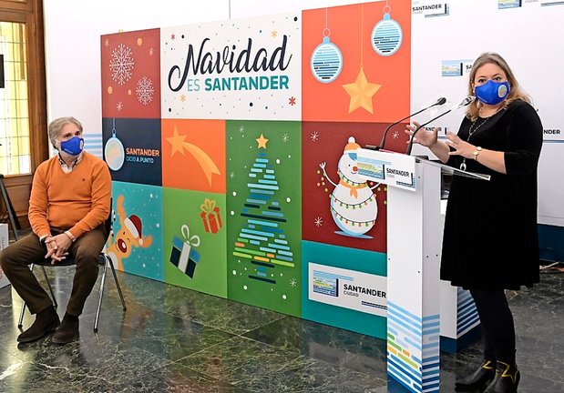 Manuel Moxo y Lorena Gutiérrez presentando las actividades navideñas en Santander. / ALERTA