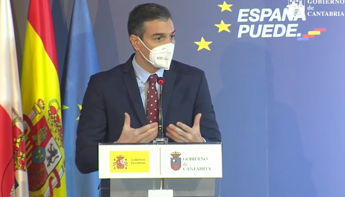 El presidente del Gobierno, Pedro Sánchez durante su intervención en Comillas. / ALERTA