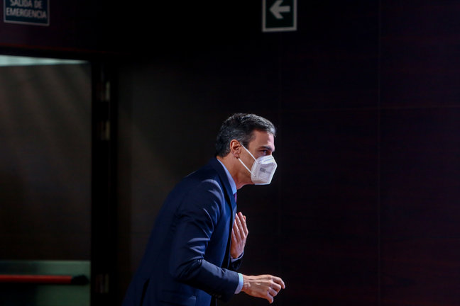 El presidente del Gobierno, Pedro Sánchez, presenta el Programa Misiones de Ciencia e Innovación, en el Museo de Ciencia y Tecnología (MUNCYT), en Alcobendas, Madrid (España), a 9 de diciembre de 2020.
