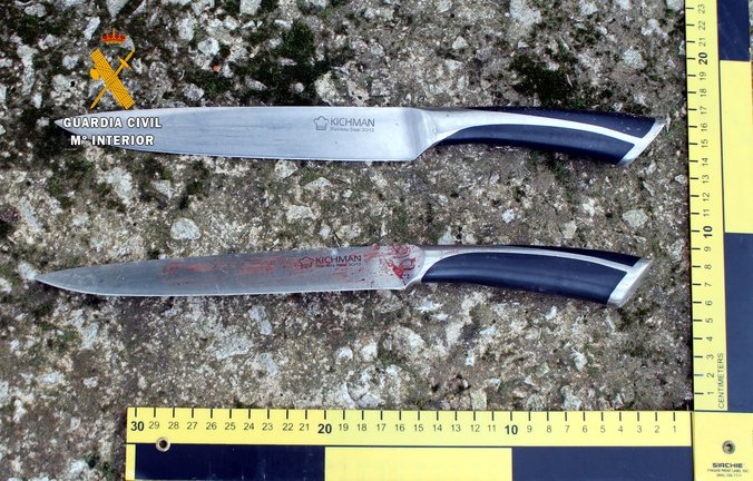 Cuchillos utilizados en el apuñalamiento de Hoznayo.