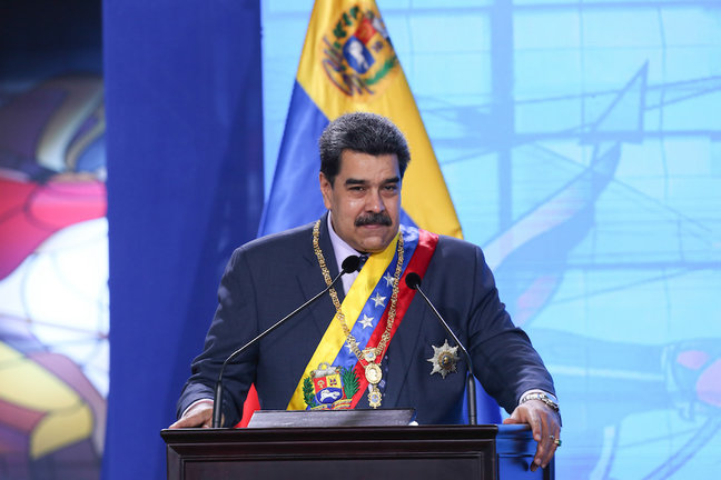 El presidente de Venezuela, Nicolás Maduro, habla durante un acto con motivo del inicio del nuevo año laboral del Tribunal Supremo. Foto: -/Prensa Miraflores/dpa - ACHTUNG: Nur zur redaktionellen Verwendung und nur mit vollständiger Nennung des vorstehenden Credits